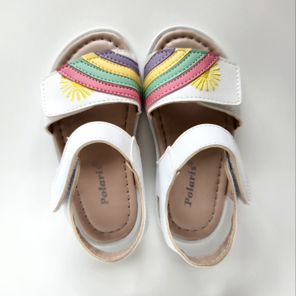 3T Size EU:24/US:8 Toddler Girls Summer White Sandals with Rainbow Embroidery - Picture 11 of 12